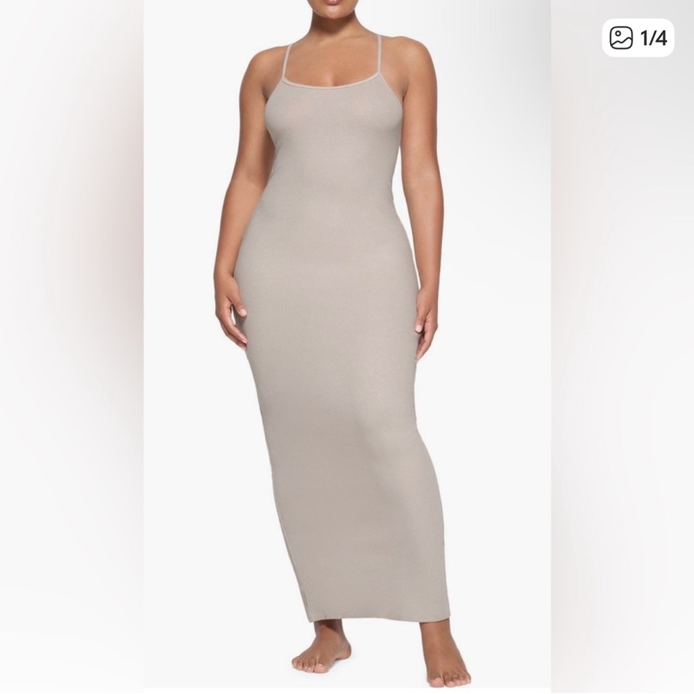 SKIMS Cotton Rib Maxi Dress in Stone